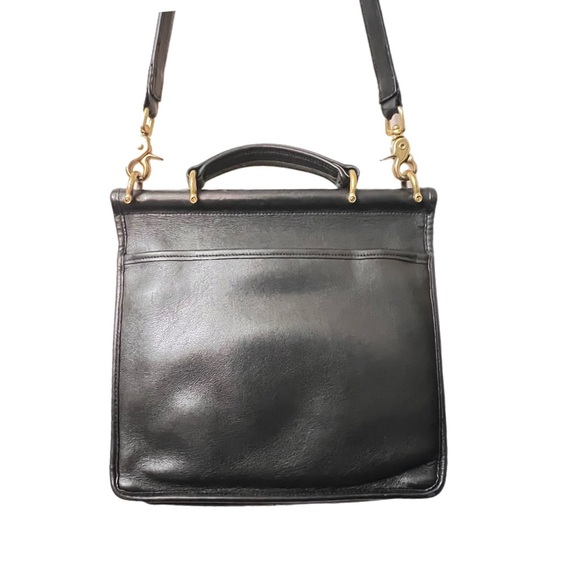 Vintage Coach Black Leather Willis Crossbody/Satchel Bag 9927 - Picture 4 of 12